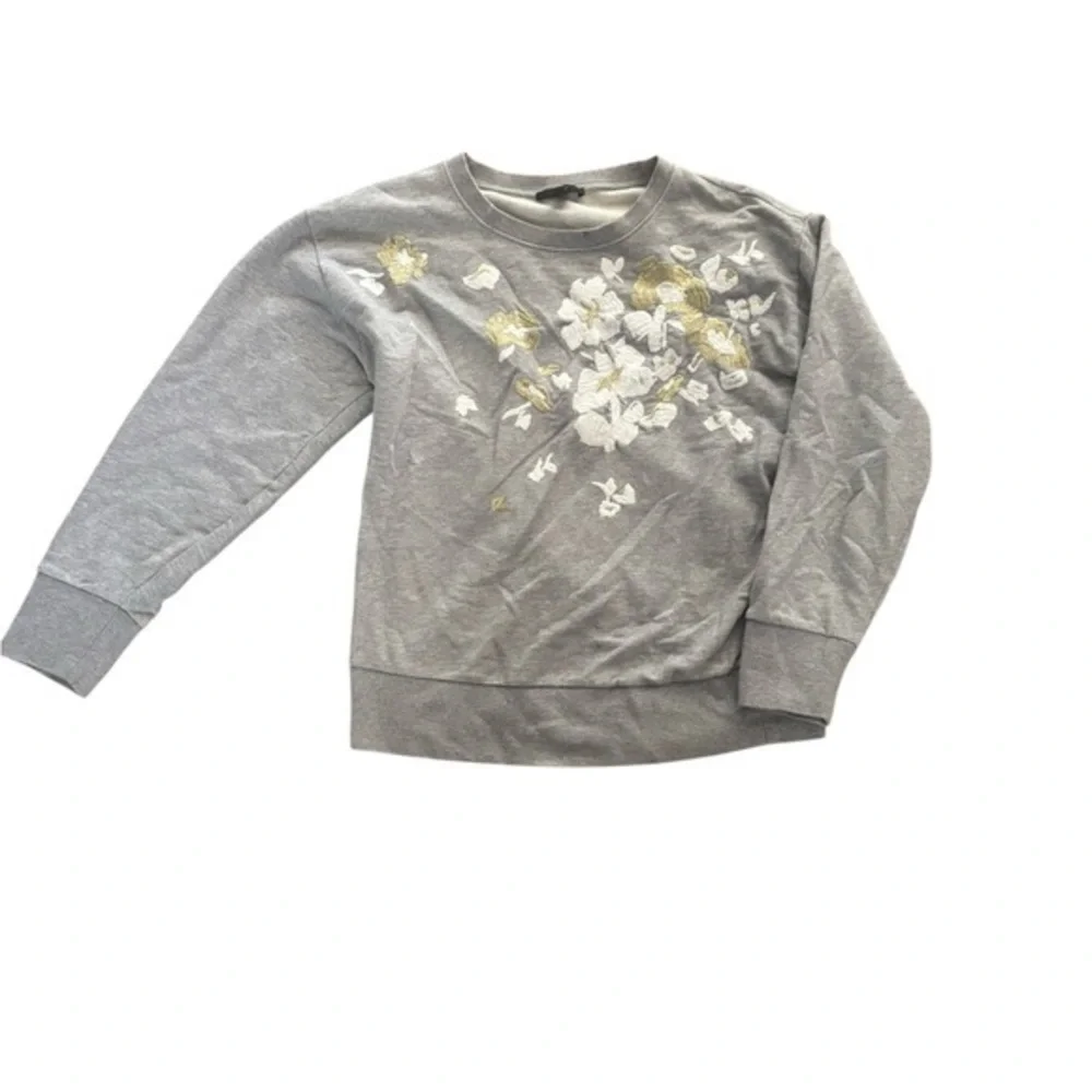 J. Crew Gray Sweatshirt with Floral Design